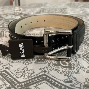 NWT Michael Kors Ladies Black Silver Studded Belt